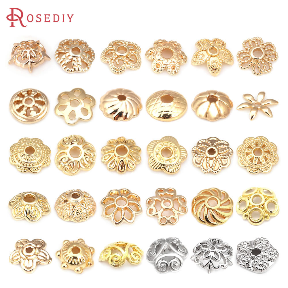Flower Supplies - 18K Colore Oro Ottone Fiore Perline